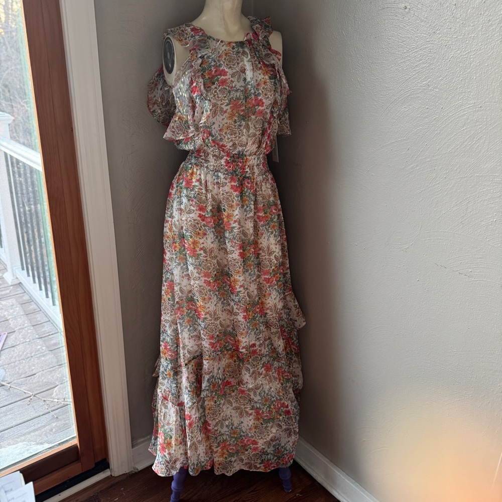 Shoshanna Midnight collection silk dress floral print  size 2, nwt, maxi